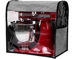 Mixer Stofkap - Keukenmachinehoes Beschermhoes - Keuken Organiseren - Met Opbergvakken - 35.5 x 23 x 35.5 cm - Linnen Grijs