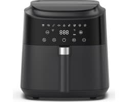 Airfryer - 6L inhoud - 1650W voor snel koken - 9 programma's - LED-display en warmhoudfunctie - metalen binnenzijde - olievrije Heteluchtfriteuse voor gezinsmaaltijden - receptenboek - gemakkelijk schoon te maken