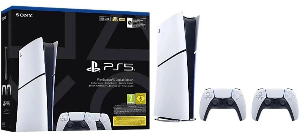 Sony Playstation 5 Slim Digital 825gb+2dualsense Console Zilver Europe PAL / EU Plug 220V — afbeelding 1