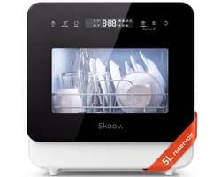 Skoov Mini Vaatwasser met waterreservoir - 5 couverts - 7 wasprogramma's - Kleine smalle vrijstaande afwasmachine - Camping - Wit