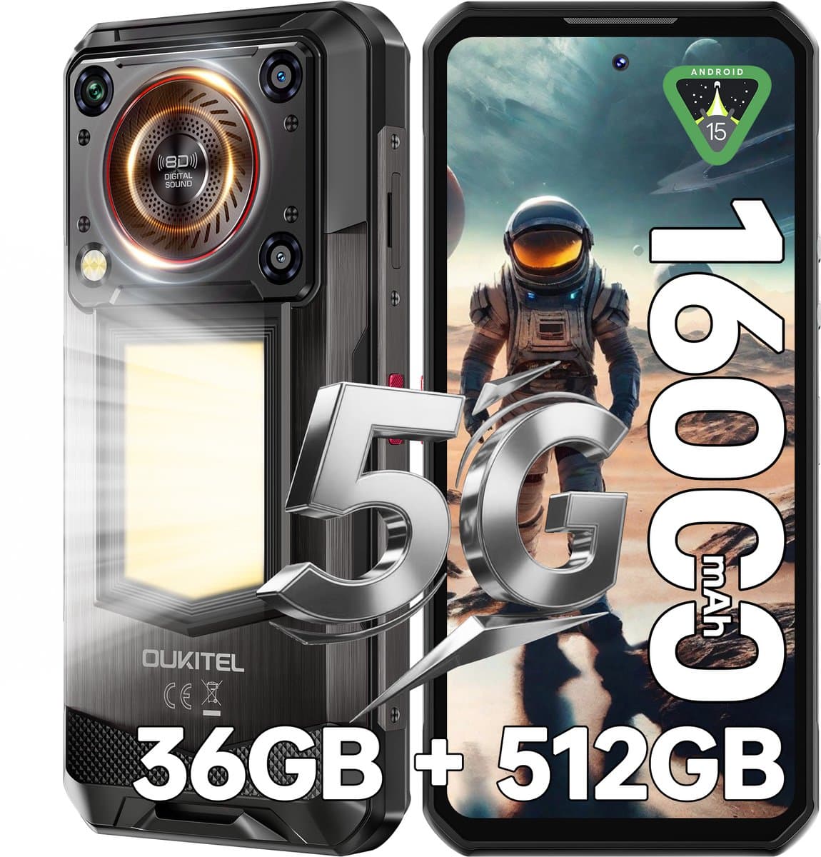 OUKITEL WP56 5G Robuuste Smartphone-36GB RAM-512GB ROM-16000mAh-108MP-IP68-IP69K-Android 15 — afbeelding 1