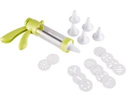 Koekjespers Set - Deegspuit Decoreren - Bakken Thuis - Inclusief Recepten - 25 x 16 x 6 cm - Groen