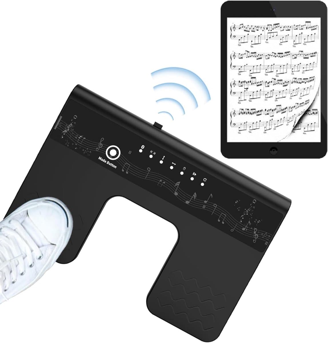 Bluetooth Page Turner Pedaal - Bluetooth voetschakelaar 6 modi voor tablets smartphones oplaadbaar stil live optredens concerten opnamestudio's instrumenten spelen of prompten — afbeelding 1