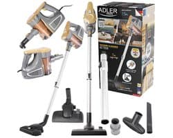 Steelstofzuiger met Snoer – Zakloze Stofzuiger 800W – 17.000 Pa Zuigkracht – 1,5L – Adler AD7036