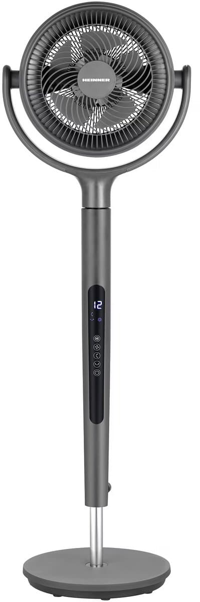 Heinner Staande Ventilator met Afstandsbediening – DC Motor – 20 W – 12 Snelheidsstanden – TURBO-functie – Aromatherapie Compartiment – LED-display – Touchbediening – 12 Uurs Timer – 112 cm – Grijs — afbeelding 1