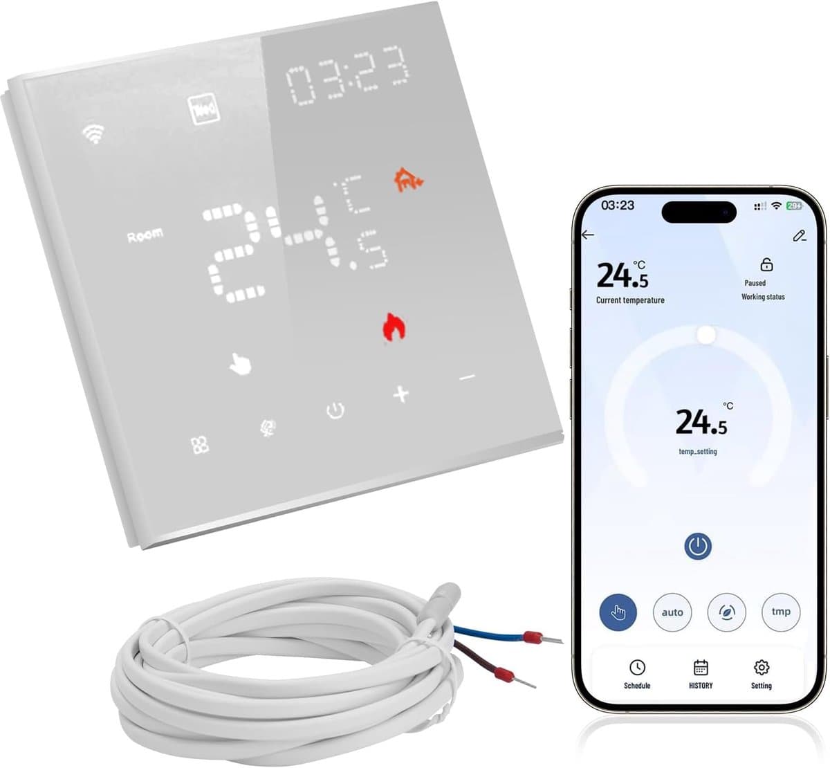 SnelShoppen - Thermostaat Vloerverwarming Water, WiFi Digitaal met Alexa & Google Home, Slimme Regelaar voor Water Vloerverwarming of Gasboiler, 16A, — afbeelding 1