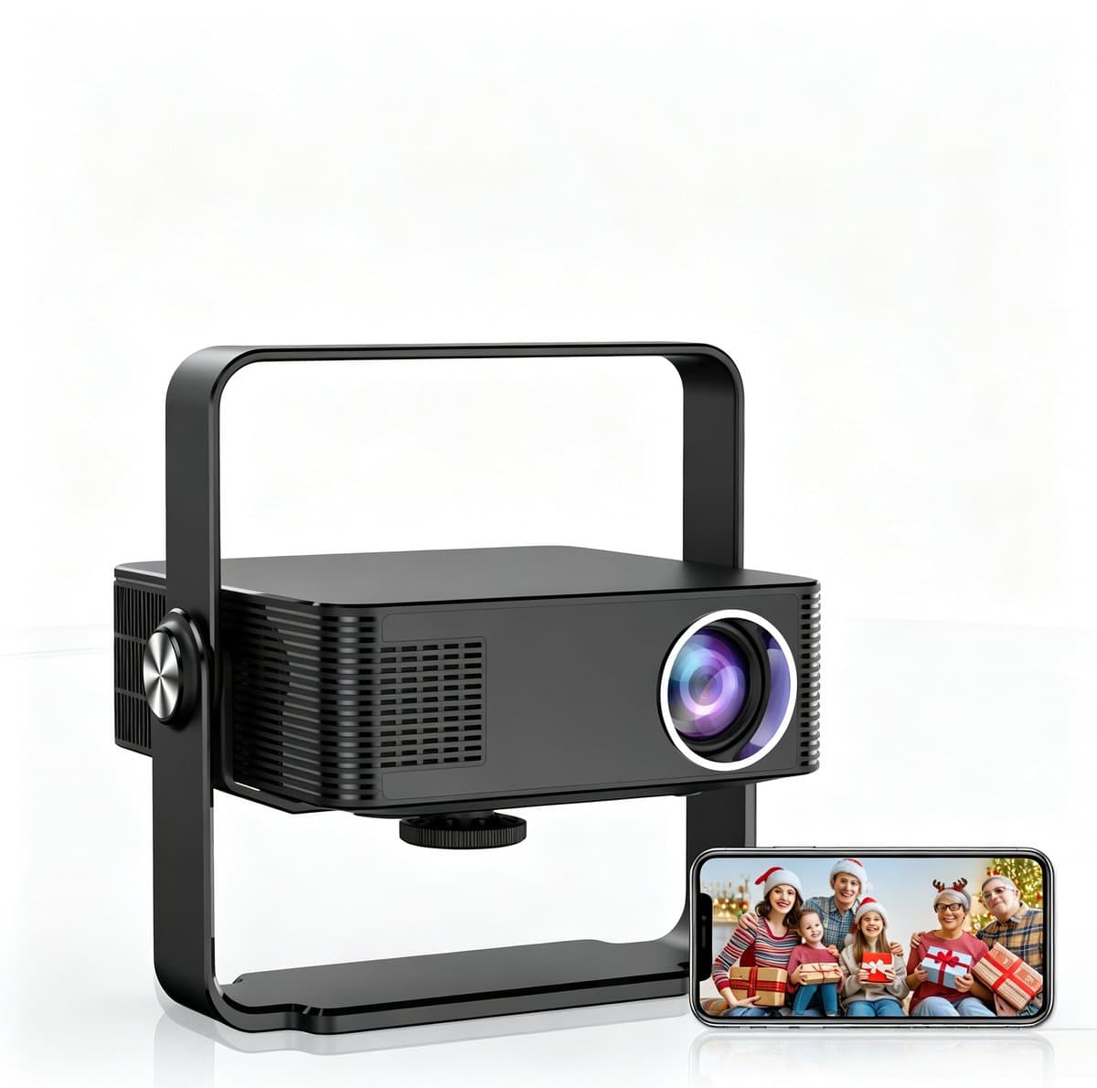 Xnano 1080P LCD Projector - Mini Beamer - Smart Projector - Home Cinema Beamer – Auto Focus – Keystone Correctie – Bluetooth – Android 13 - Woonkamer en slaapkamer - 196,4 x 172 x 137,4 mm - 1 stuk - Zwart — afbeelding 1