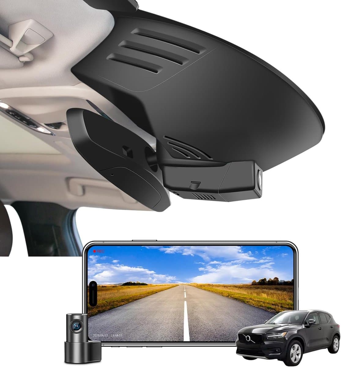 SnelShoppen - 4K+1080P Dashcam Auto Voor en Achter met OEM-Look voor Volvo XC40 2019-2022, Loop-opname, G-sensor, WiFi & App, 128 GB — afbeelding 1