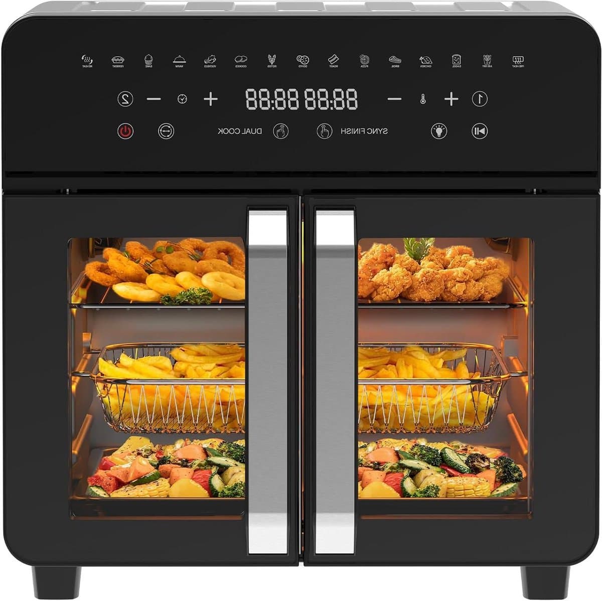 Heteluchtfriteuse Oven - Dubbele Zone - Gezond Koken - 23 Liter Capaciteit - XXL - Zwart — afbeelding 1