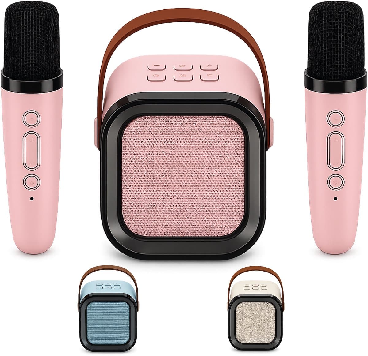 DUTCHPOWER Karaoke Set met 2 Draadloze Microfoons - Roze - Bluetooth 5.3 Speaker - USB-C Oplaadbaar - LED Lichteffecten — afbeelding 1