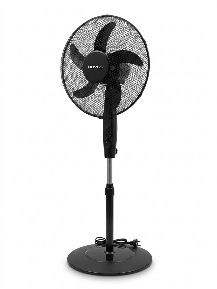 Novus Statiefventilator 16 Inch (40 cm) – Staande Ventilator – (Model 18254) – 3 Snelheden – In Hoogte Verstelbaar (Max. 120 cm) – 50W – Zwart — afbeelding 1