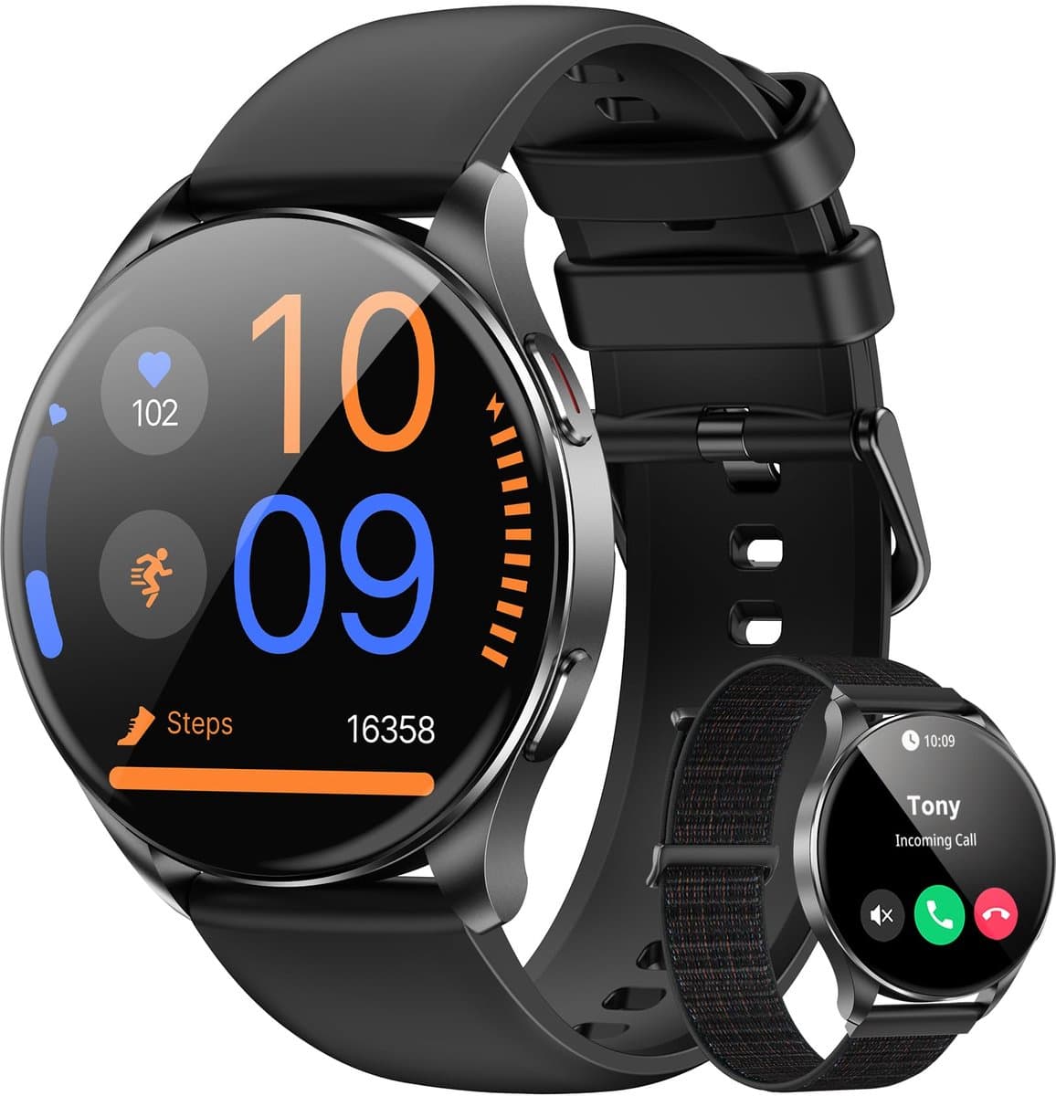 Blackview Smartwatch Dames - AMOLED Smartwatches Heren - Smartwatch Stappenteller Horloge - Sporthorloge - Activity Tracker - Hartslagmeter - Saturatiemeter - Bellen | Oproepen - Hartslag - SpO2 - Geschikt voor iOS/Android - Zwart — afbeelding 1