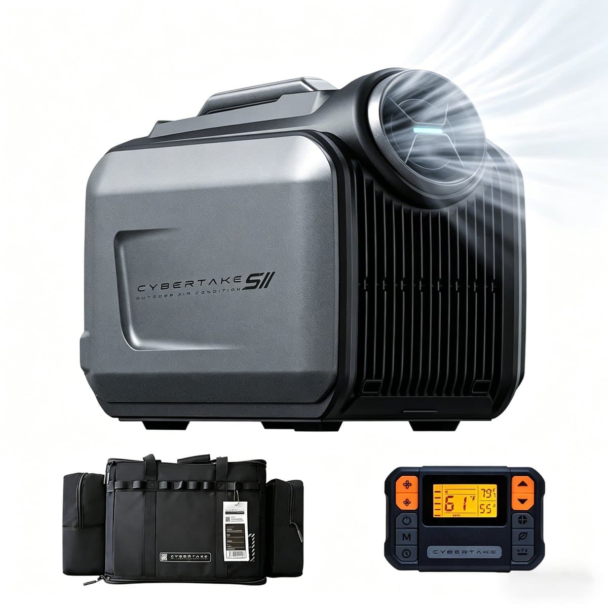 Cybertake S2 Pro draagbare Aircooler- Mobiele Airco -Tentairco met 5100 BTU koelvermogen en 6100 BTU verwarmingsvermogen -amping Airco 12V 24V 48V - Stil ≤55dB-voor caravan, camper, tent, vrachtwagen en thuis — afbeelding 1