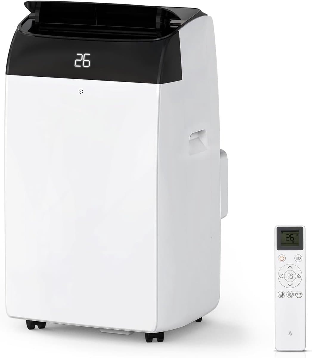 Draagbare airconditioner van 10.000 BTU – 3-in-1: koeling en luchtontvochtiging – digitaal display, afstandsbediening – stille werking – draagbare airconditioner voor de slaapkamer, het kantoor en kleine ruimtes — afbeelding 1