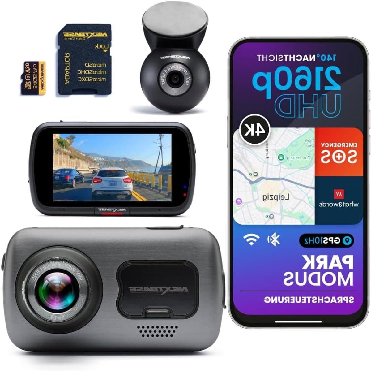 Dashcam Set - Autocamera Set - Veilig Rijden - 4K UHD Beeldstabilisatie - 64GB SD Kaart - Zwart — afbeelding 1
