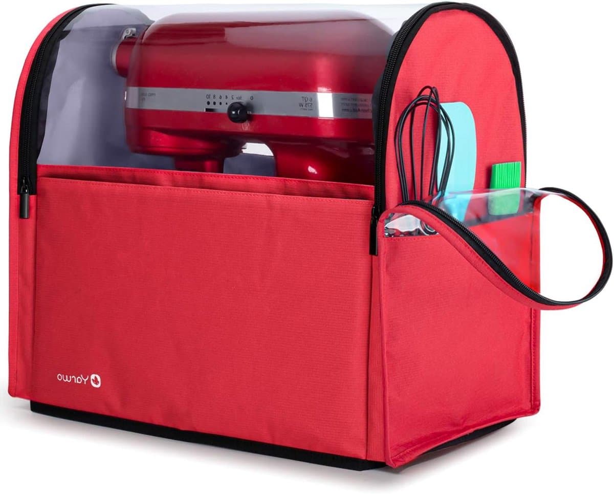 Mixer Stofhoes - Keukenmachinehoes Beschermhoes - Keuken Organisatie - Met Opbergvakken - 39.4 x 24.1 x 40.6 cm - Rood — afbeelding 1