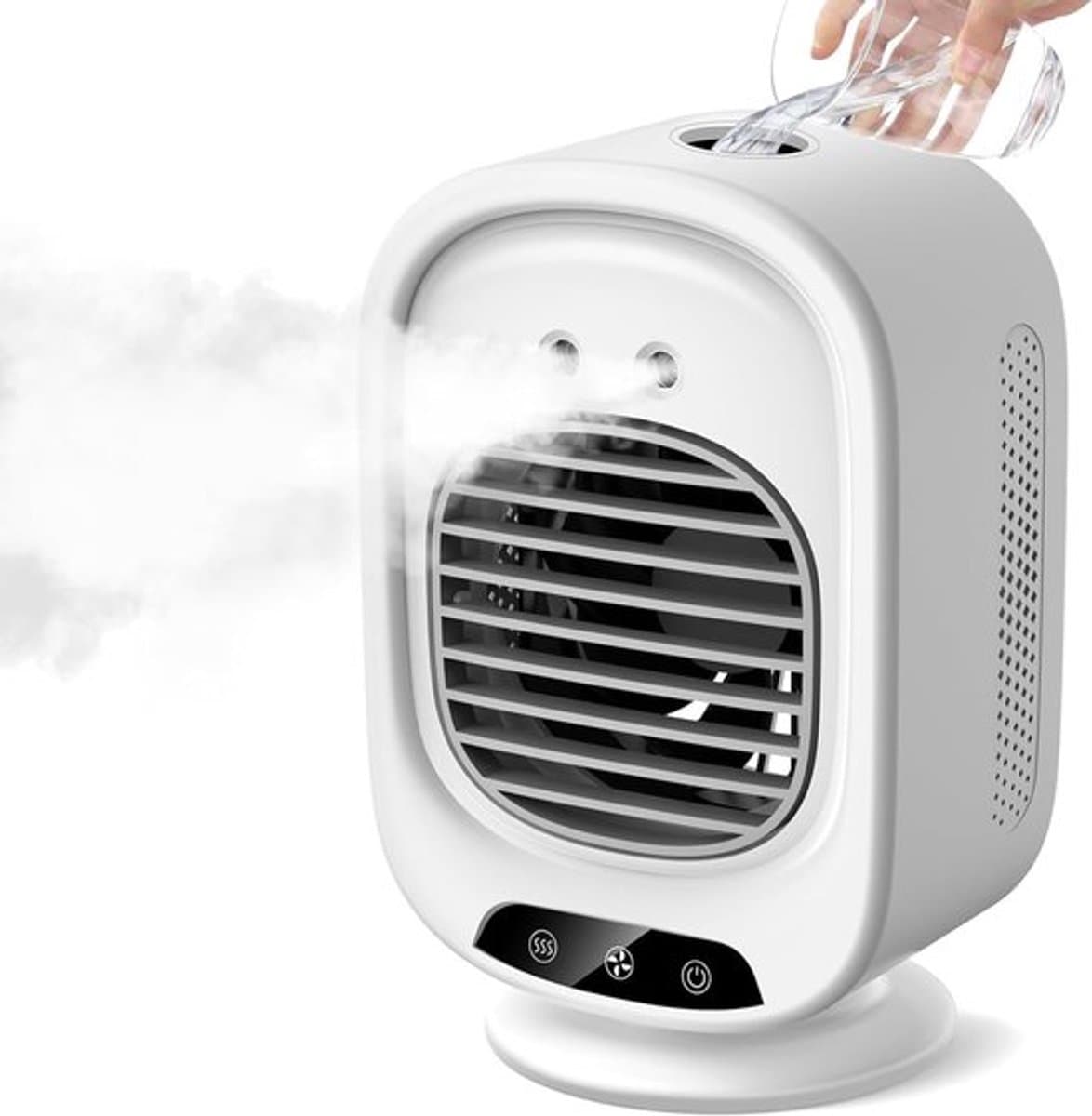 Nieuwe draagbare 2-in-1 airconditioner voor de zomer met koelspray, luchtbevochtiger en bevochtigingsventilator - Wit Comfort-model - Mini-airconditioner met 3 ventilatorsnelheden, USB-aansluiting, geschikt voor kantoor of slaapkamer. — afbeelding 1