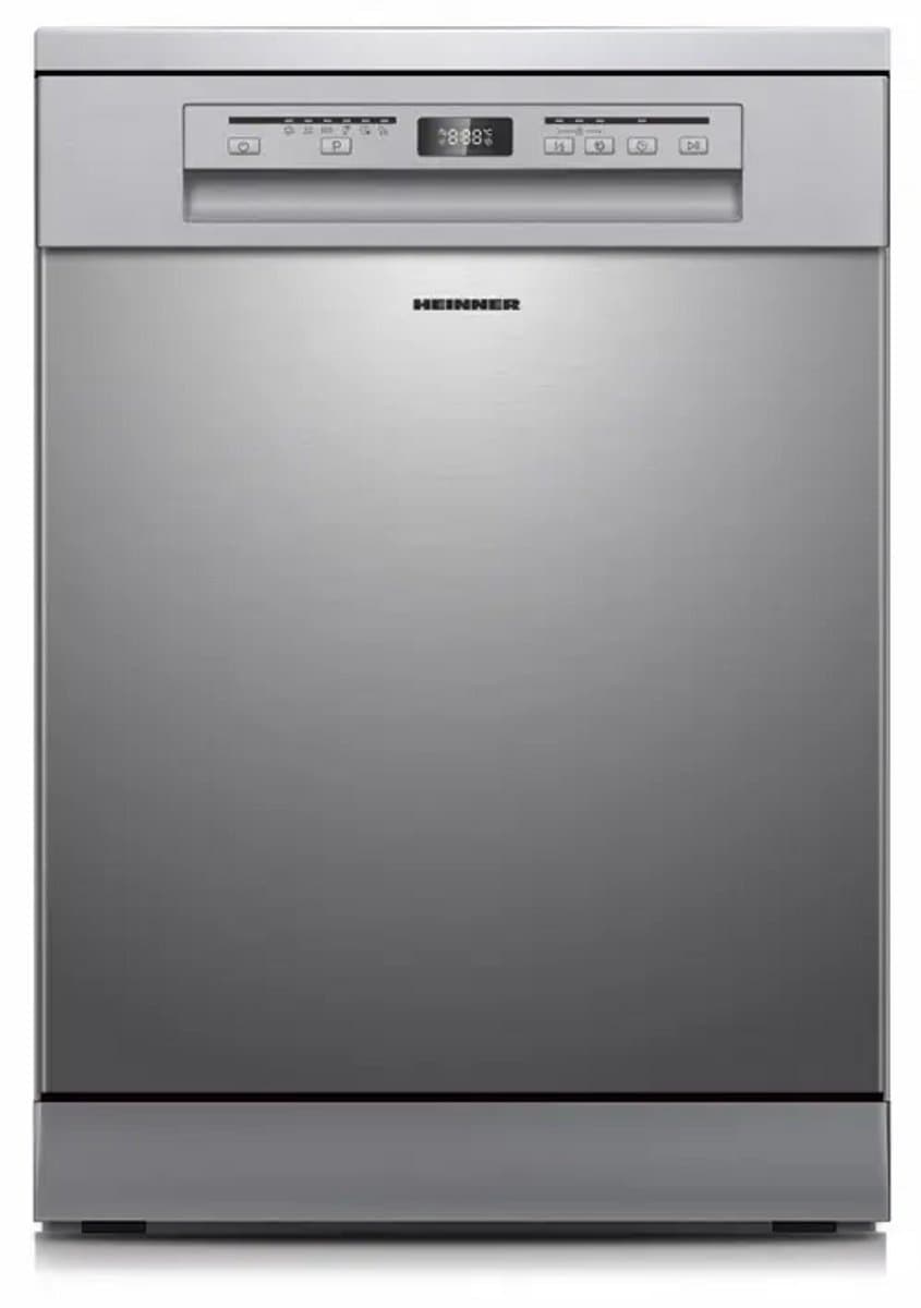 Heinner HDW-FSM60614DXE++ Vrijstaande Vaatwasser – 14 Couverts – Energieklasse E – 6 Programma’s – Digitaal Display – Halve Belading – Extra Drogen – Startuitstel – AquaStop – Kinderslot – 60 cm – RVS – 5 Jaar Garantie — afbeelding 1