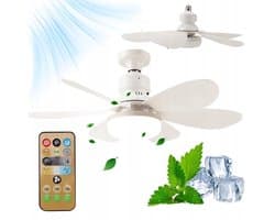 Plafondventilator met Licht - Plafondventilatorlamp met E27 - Ventilatorlamp - 3 Snelheden - 3 Kleurtemperaturen - Dimbaar - Timer - Afstandsbediening - 52cm - LED Lamp met Ventilator - Voor Keuken & Badkamer & Berging & Garage