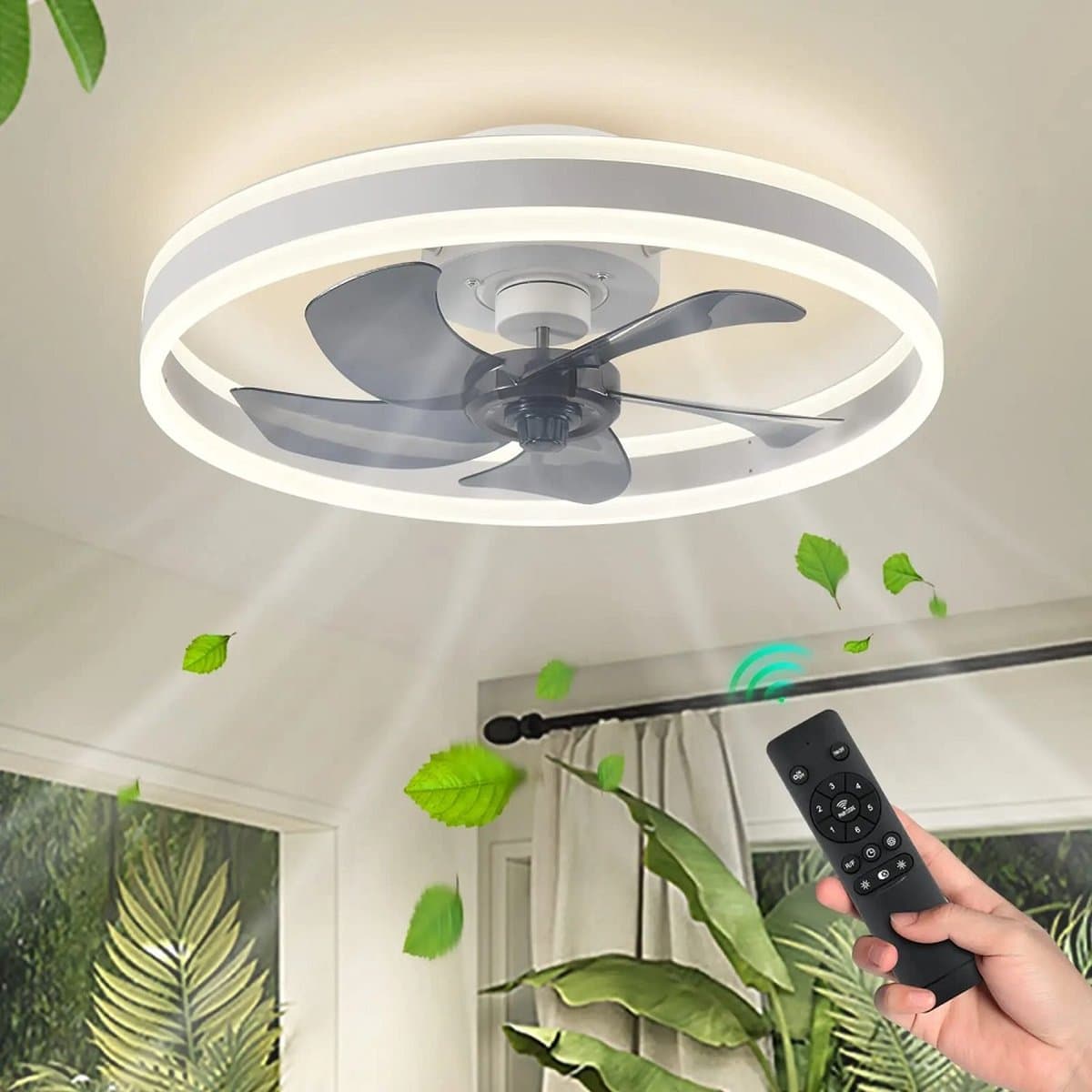 Ventilator Lamp - Smart Lamp - 6 Standen - Dimbaar - Wit - Kroonluchter Ventilator - Chandelier Fan - Woonkamer Lamp - Ventilator Lampen — afbeelding 1