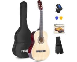 Klassieke Akoestische Gitaar 4/4 - Met Nylon Snaren - MAX SoloArt - Beginnersset met Accessoires - Hout