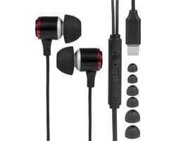 Nuvance Oortjes met Draad - USB-C Aansluiting - Oordopjes met Draad - In-Ear Oortjes met Draad en Microfoon - Zwart