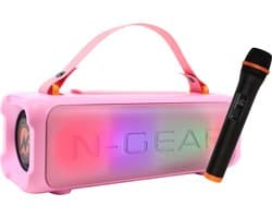 N-Gear Blazooka 703P - Bluetooth Speaker - Karaoke Set - Party Box met Microfoon - Roze