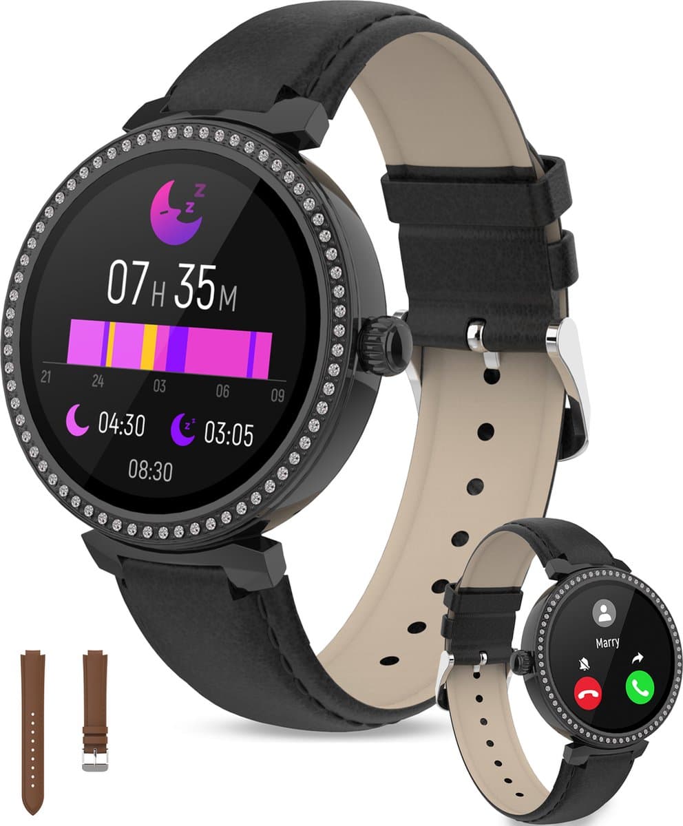 Denver Smartwatch Dames - Android & iOS - Volledige Belfunctie - Sporthorloge - Hartslagmeter - Saturatiemeter - Slaapmonitor - SWC342B - Zwart — afbeelding 1