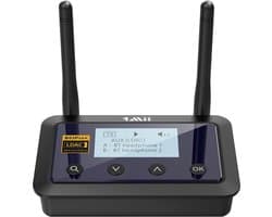 1Mii B03Pro+ HiFi Stereo Bluetooth 5.0 Transmitter TV, AptX Low Latency & HD Bluetooth-ontvanger voor stereo-installatie met gecertificeerde LDAC en LCD-display voor tv-thuistereo-installatie