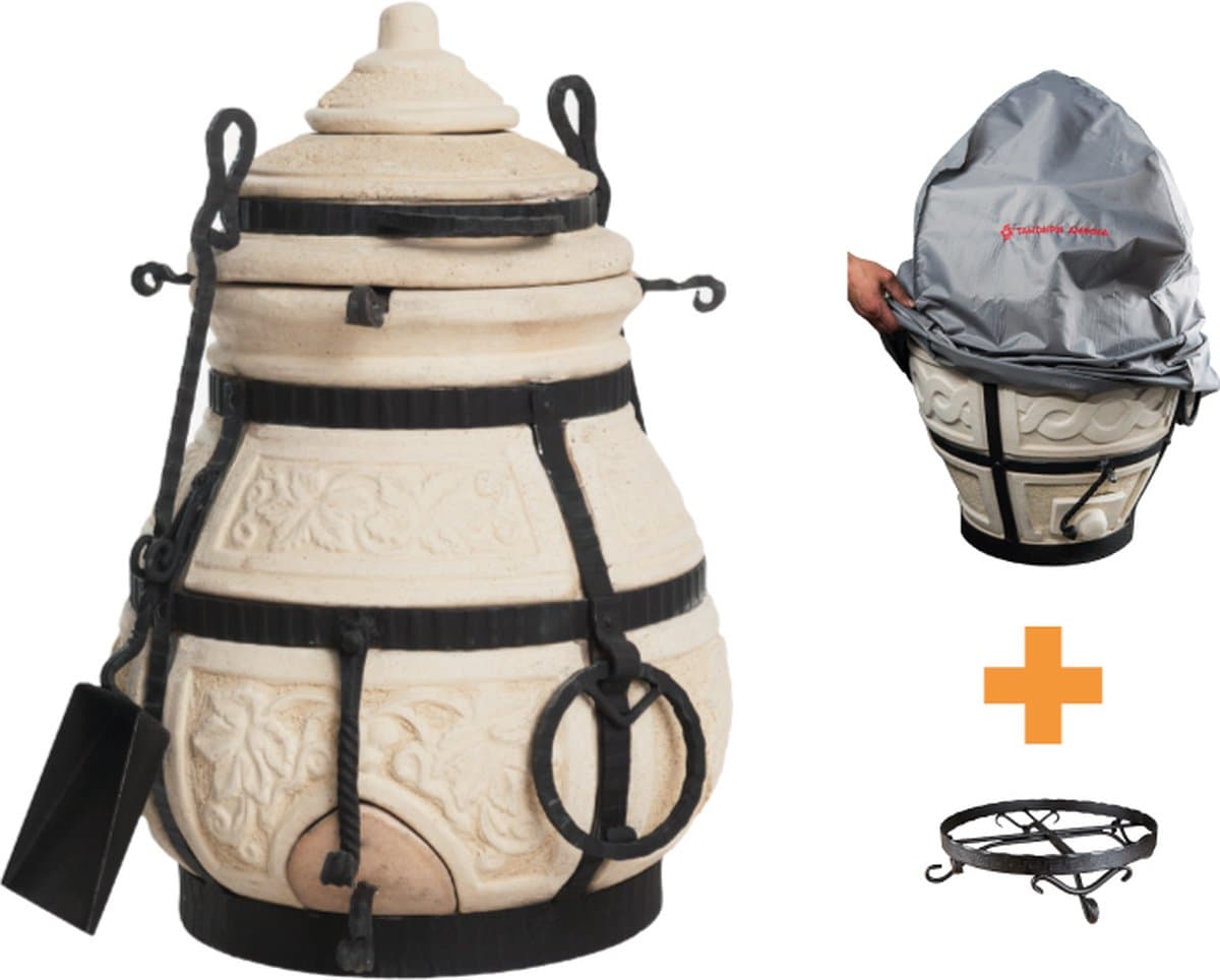 Keramische tandoor Nomade - Multifunctionele Houtoven BBQ - Voor de Fijnproever! *** Met klapdeksel, beschermhoes EN onderstel — afbeelding 1