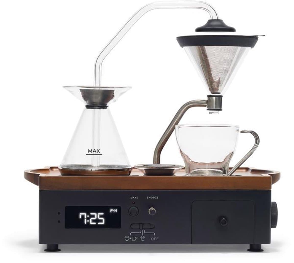 Koffiezetapparaat - Wekker - Joy Resolve - Koffie - Thee - Barisieur - Zwart donker hout — afbeelding 1