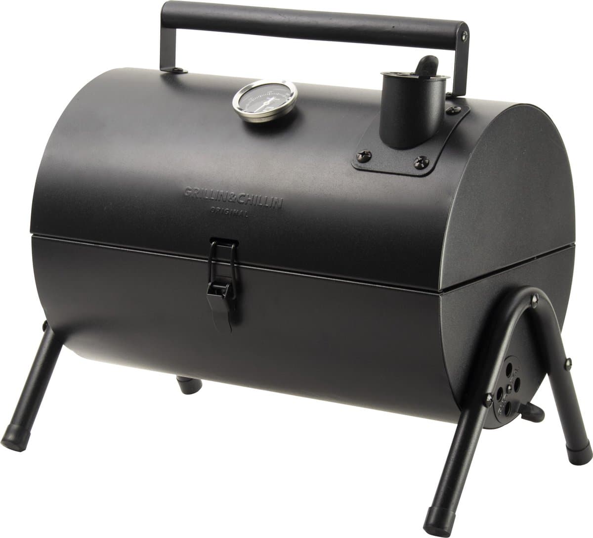 Gusta Barbecue Grill en Smoker - Grilloppervlak (LxB) 22 x 18 cm - Met Thermometer - Zwart — afbeelding 1