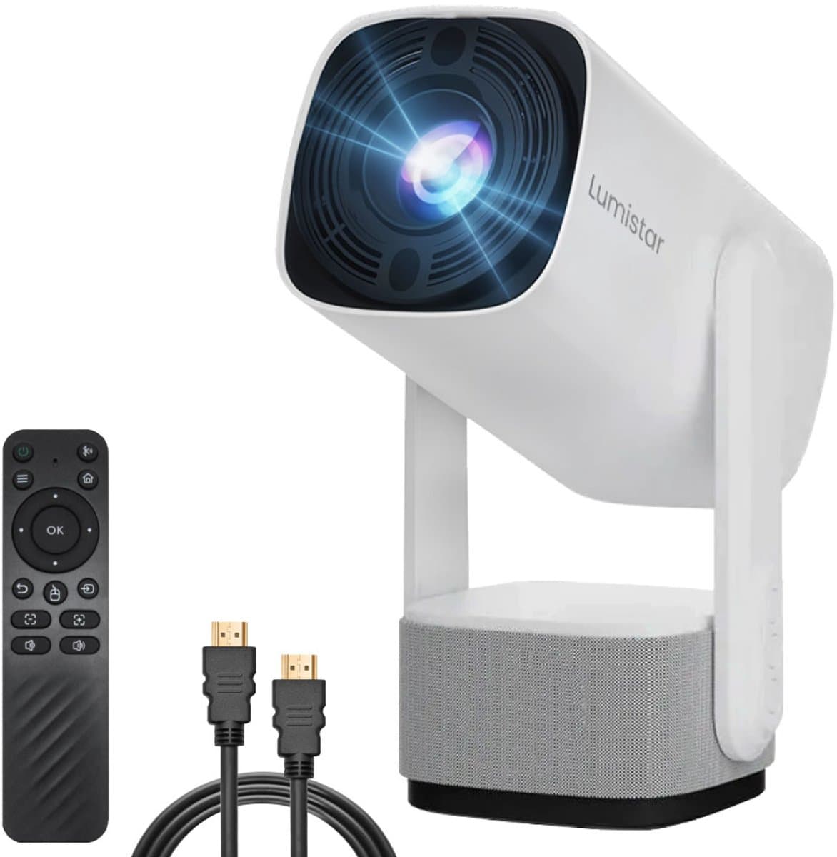 Lumistar® Ultra Mini Beamer - Alles-in-één Smart TV Projector - 2025 model - Android 11.0 - WiFi 6 & Bluetooth 5.2 - 4k Ondersteuning - Beamer - Inclusief Hdmi kabel - Home Cinema - 600 ANSI Lumen - Wit — afbeelding 1