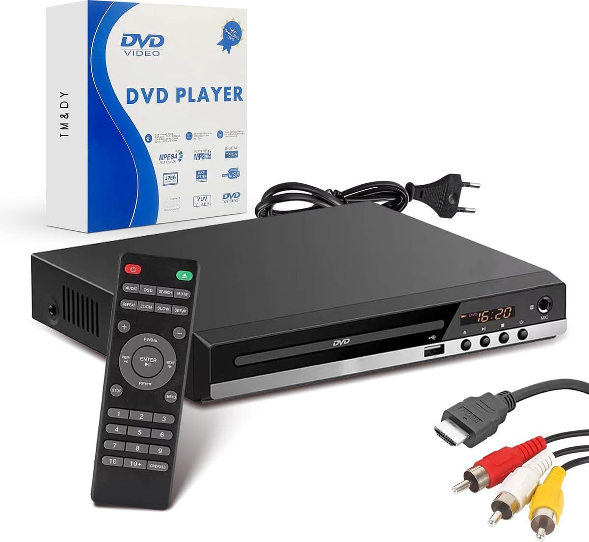 TM&DY DVD Speler met HDMI - 1080P Full HD - HDMI, RCA, USB en AUX Aansluiting - Regiovrij - Met Afstandsbediening — afbeelding 1