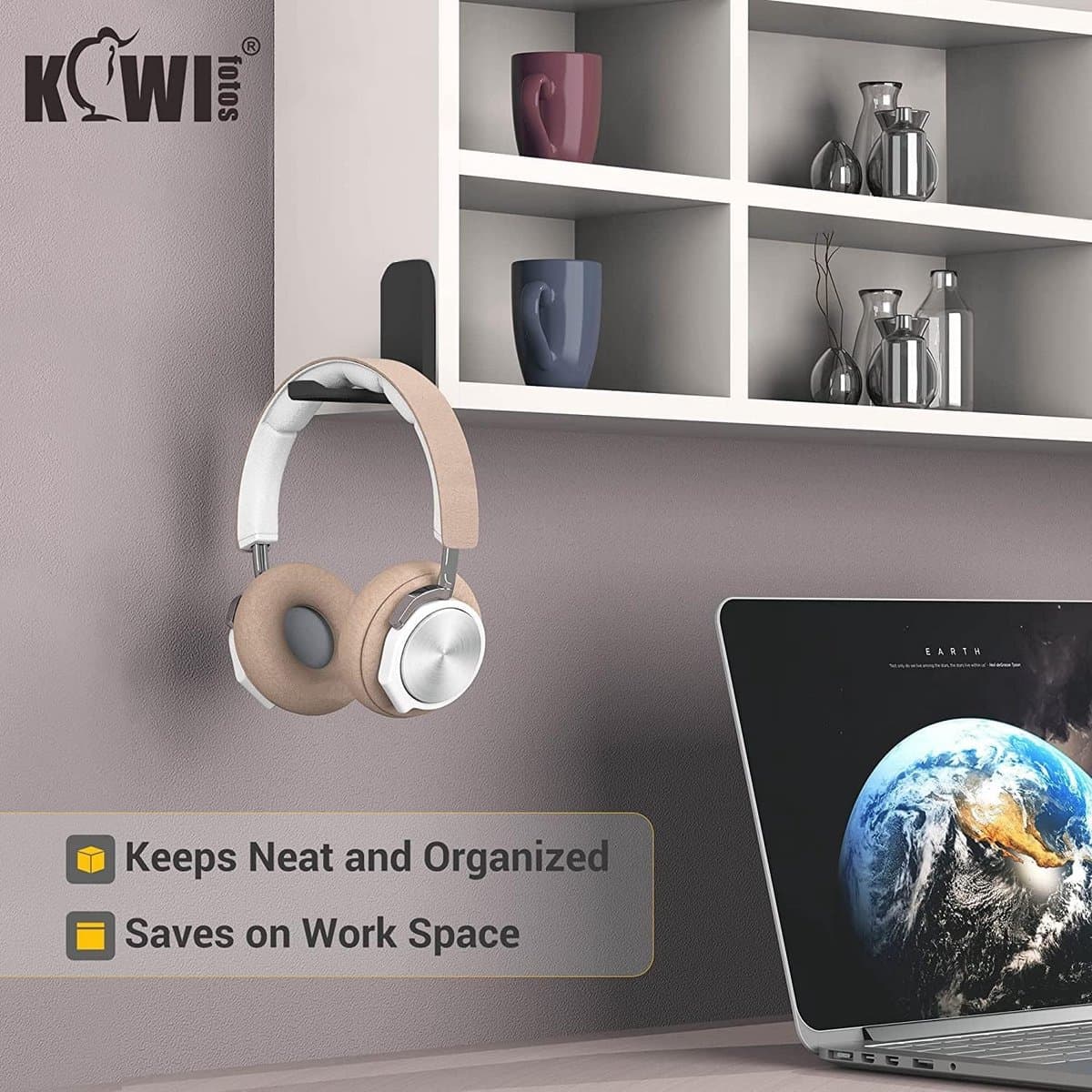 Zelfklevende Hoofdtelefoon Houder - Opvouwbare Onder Bureau Haak voor Gaming Headsets — afbeelding 1