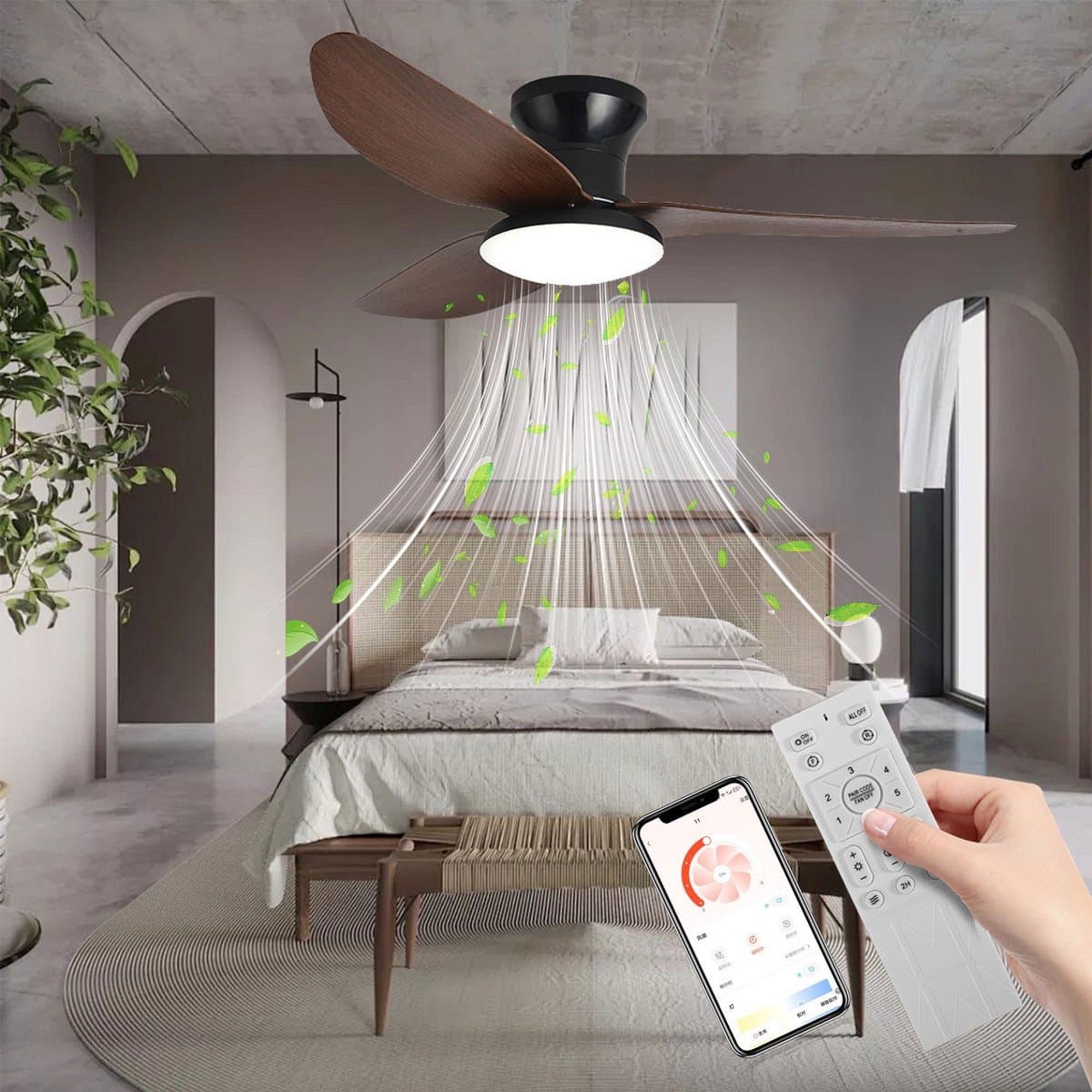 OYLCDI LED Plafondventilator - Stil - Met APP & Afstandsbediening - 6 Snelheden - Lamp en Ventilator Apart Schakelbaar — afbeelding 1