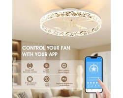 Dimbare LED Plafondventilator met Afstandsbediening en Lampen - Laag Profiel, Traploos Kleur Temperatuur en 6 Snelheden