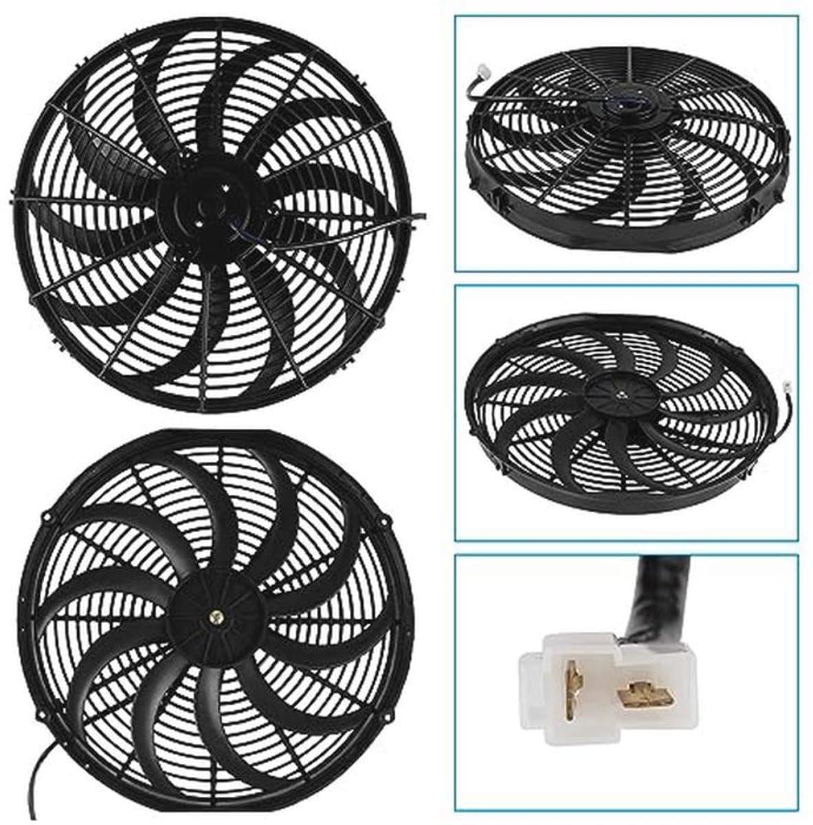 Universele autokoelventilator 16 inch 12V 120W met montageset voor auto en vrachtwagen — afbeelding 1