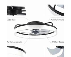 Moderne Plafondventilator met Licht en Afstandsbediening - Stille 6 Snelheden LED Plafondlamp voor Slaapkamer en Woonkamer - 24W Dimbare Kleine Plafondlamp 40CM