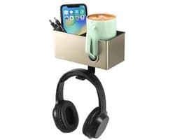 Bureau-organizer met hoofdtelefoonhanger en bekerhouder voor optimale bureauopslag