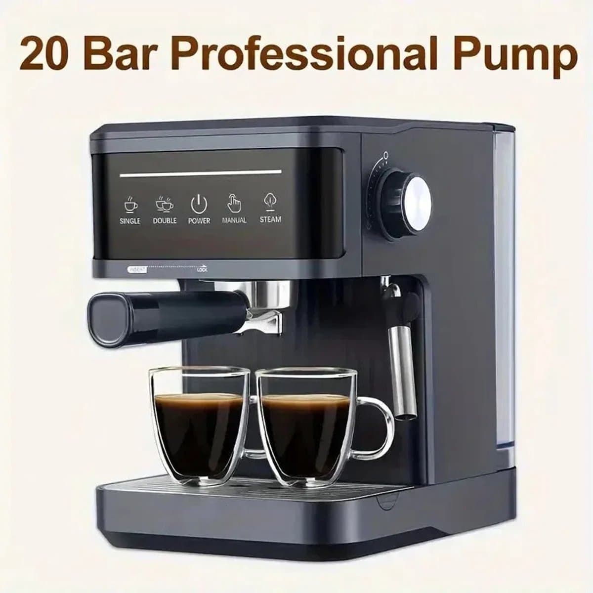 Nyvore Koffiezetapparaat Met Melkopschuimer - Italiaanse Espressomachine - 20 bar - Semi Automatisch - Compact & Stijlvol — afbeelding 1