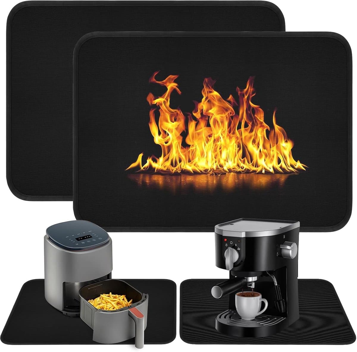 Vuurvaste Mat - Warmtebeschermingsmat 60 x 40 cm - Antislip Siliconen Matten voor Keukenwerkbladen - Airfryer Oven Magnetron - Set van 2 — afbeelding 1