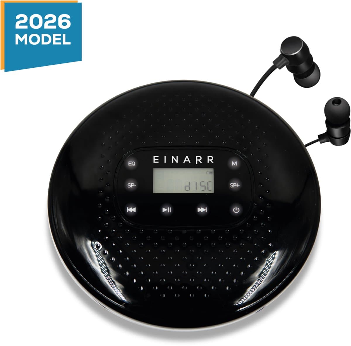 Einarr Supplies Discman - Portable CD Speler - MP3, WMA / CD-R / CD-RW Compatible Speler - Oplaadbaar met USB Aansluiting - Anti-Shock bescherming - Inclusief Oordopjes - zwart — afbeelding 1