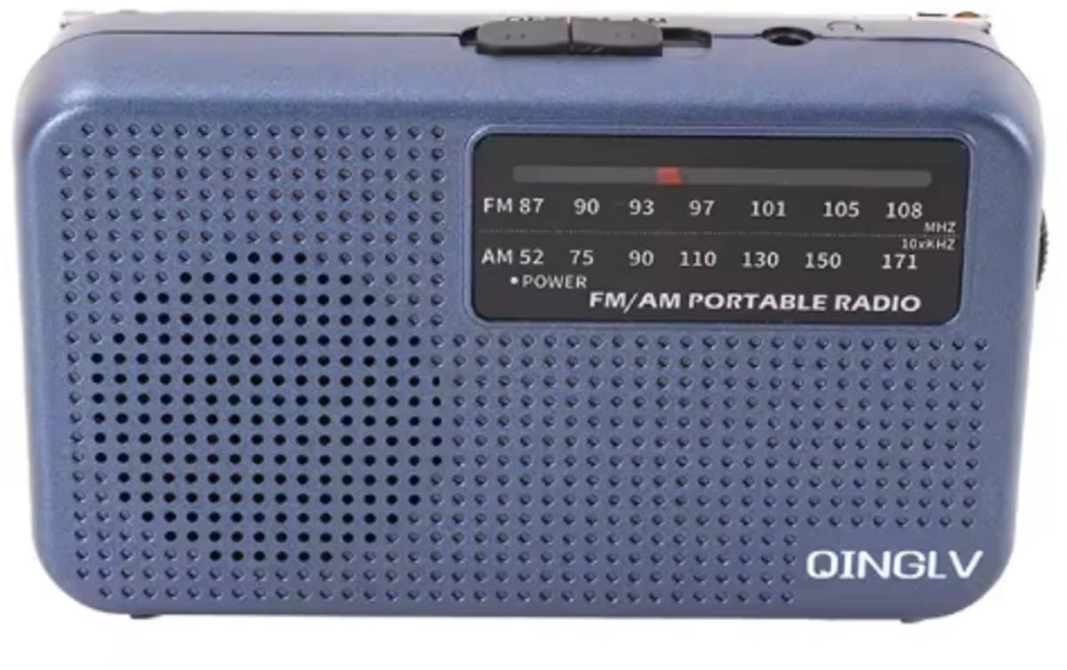 QINGLV - Kleine Radio op Batterijen - AM/FM - Kleur: Blauw - Perfect voor Noodpakket - Werkt op AA-batterijen - Draagbare Noodradio voor Rampen — afbeelding 1