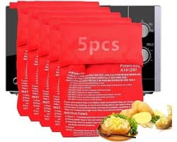 Set van 5 Herbruikbare Magnetron Aardappeltassen voor Snelle Mals Aardappelen
