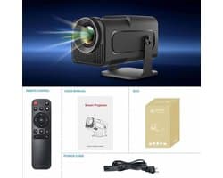 One Zisa - HY300 Mini - Beamer - Projector Beamer - Mini Meamer - 1920x1080dpi - Automatische focus - met WiFi - Android 11 - Zwart