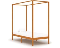 Bedframe voor slaapkamer, hotel, hemelbed, honingbruin, massief grenenhout, 90 x 200 cm, slaapkamer, hotel, studeerkamer