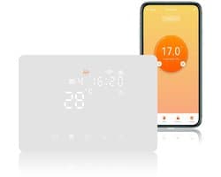 Slimme WiFi Thermostaat voor Ketel 5A 220V Compatibel met, Smart Thermostaat Boiler Chronothermostaat Programmeerbare Wit met / APP Bediening, Droog Contact