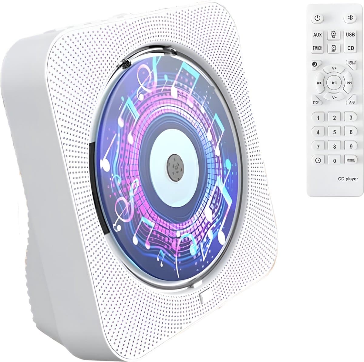 Somstyle 6-in-1 CD Speler met Speaker - Bluetooth - Met USB & Micro SD Ingang - Fm Radio - CD / CD-R / CD-RW - MP3 - Wit — afbeelding 1