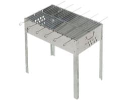 Mustang Grill Mangal Stalen Houtskool grill barbeque voor kebab en shashliek | 6 spiesen